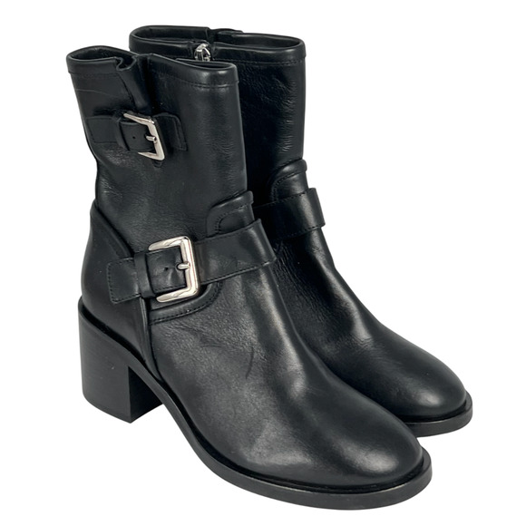 NEW AQUATALIA BLACK LEATHER BILLINA BUCKLE ANKLE BOOTS BOOTIES SZ 7 - Picture 10 of 13